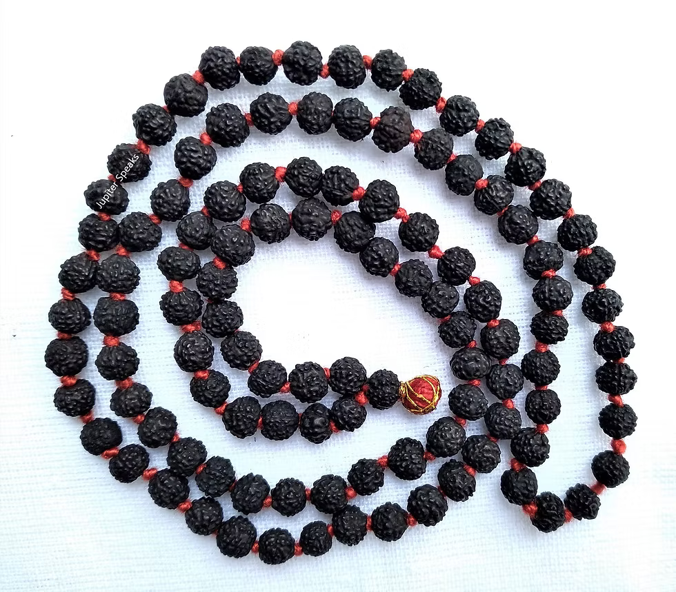 Original 5 Mukhi 108 Beads Nepali BLACK Rudraksha Mala 8MM