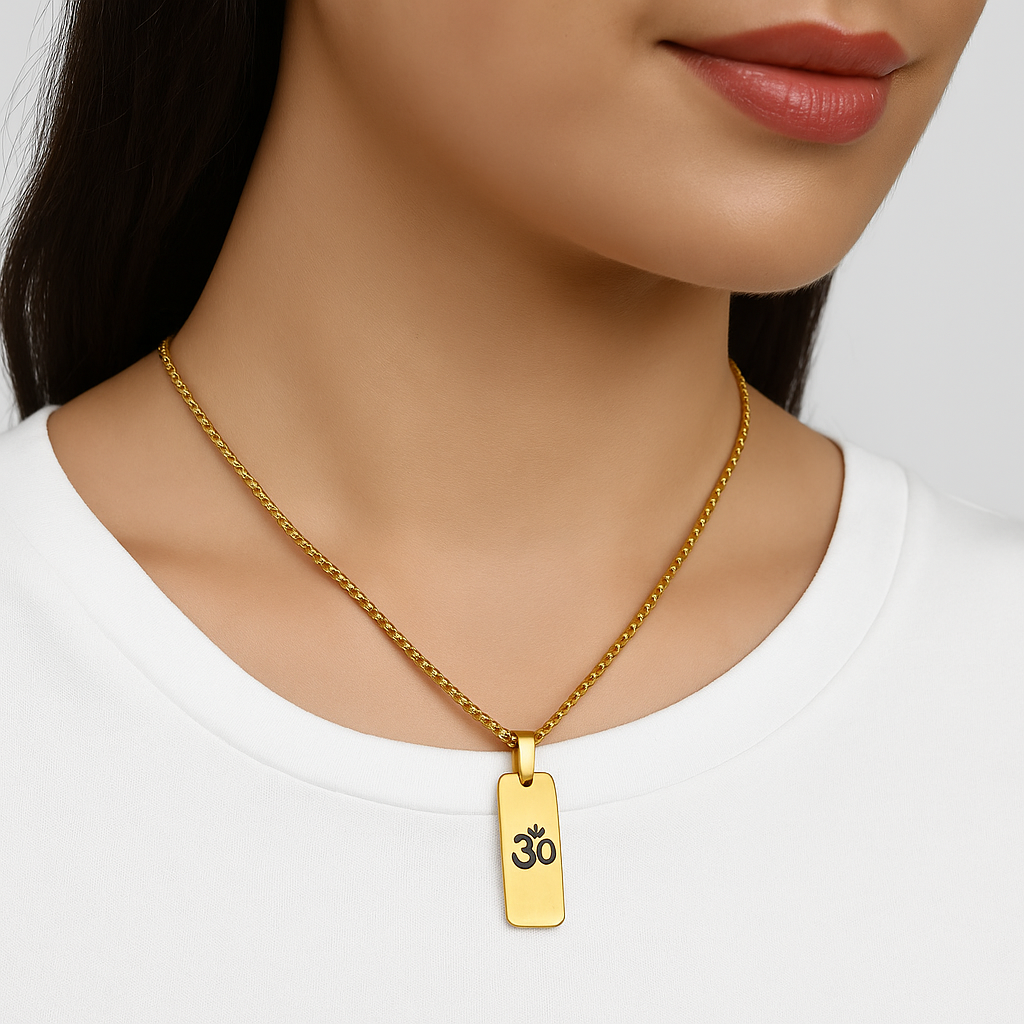 24K Gold Plated OM Pendent with chain