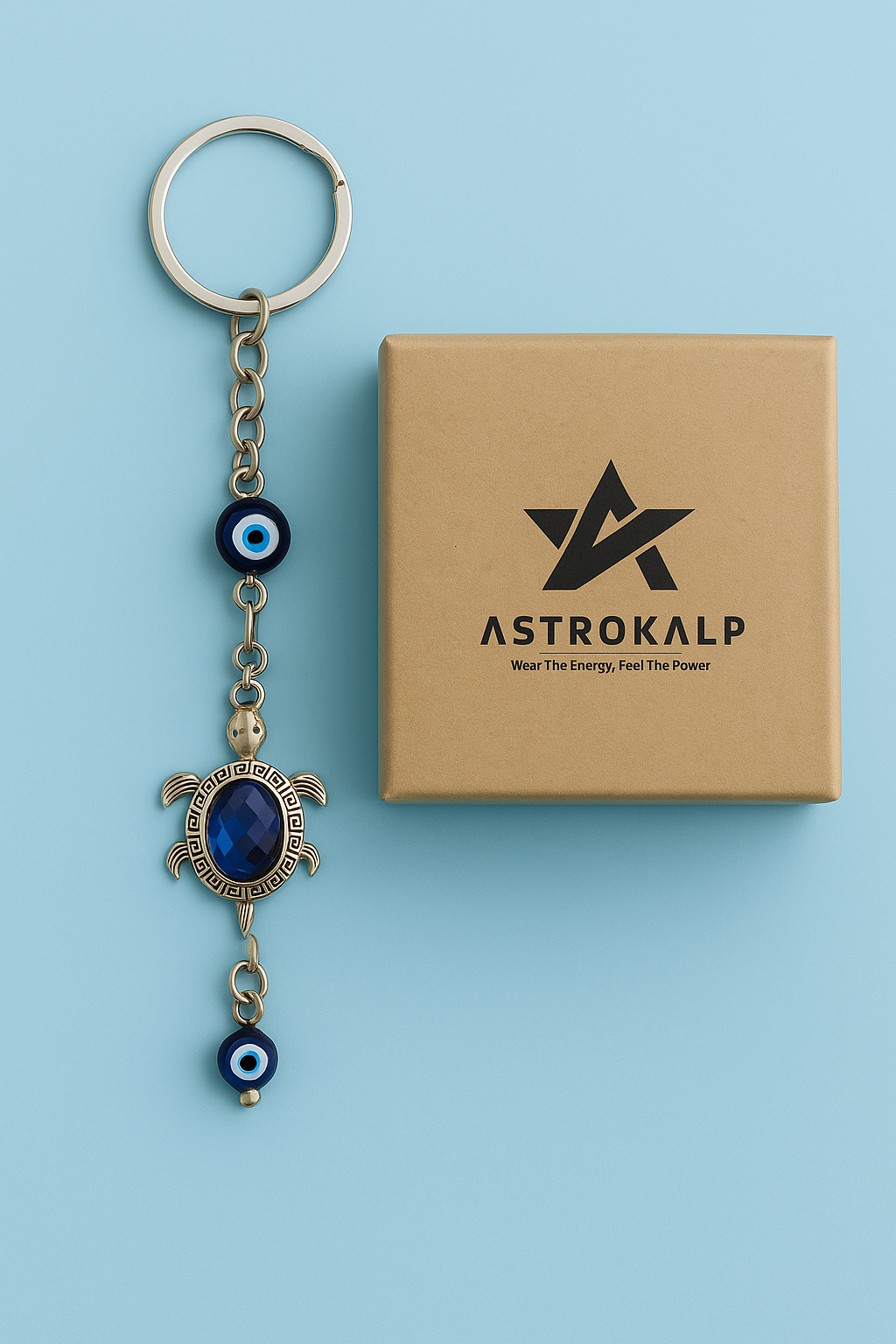 Metal Blue Evil Eye Keychain for Keys With Charm