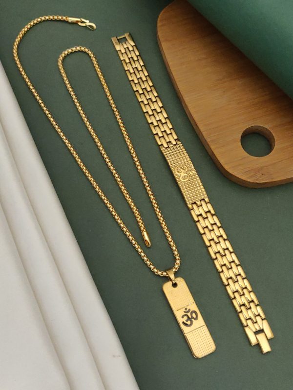 Gold plated ohm bracelet+ohm pendent+chain (Men's)