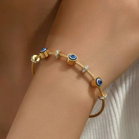 Gold Plated Evil Eye Anti-Tarnish Bracelet For Women