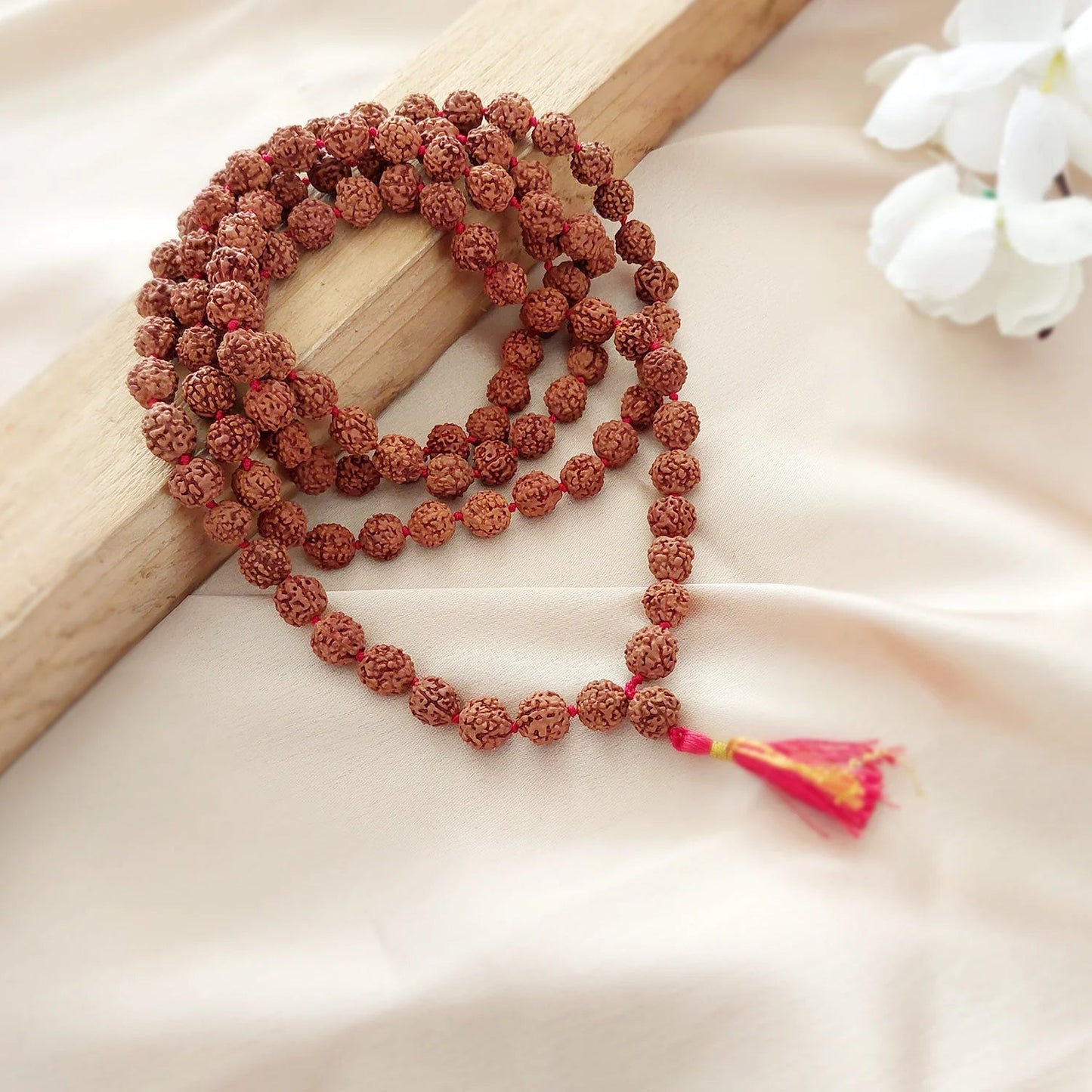 Original 5 Mukhi 108 Beads Nepali Rudraksha Mala 8mm Brown With Lab Certificate