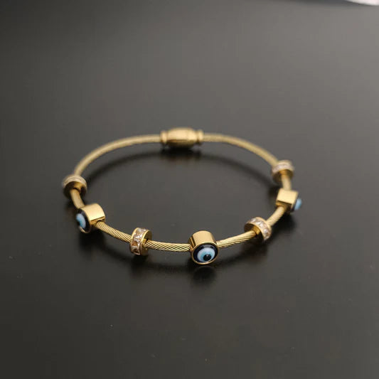 Gold Plated Evil Eye Anti-Tarnish Bracelet For Women