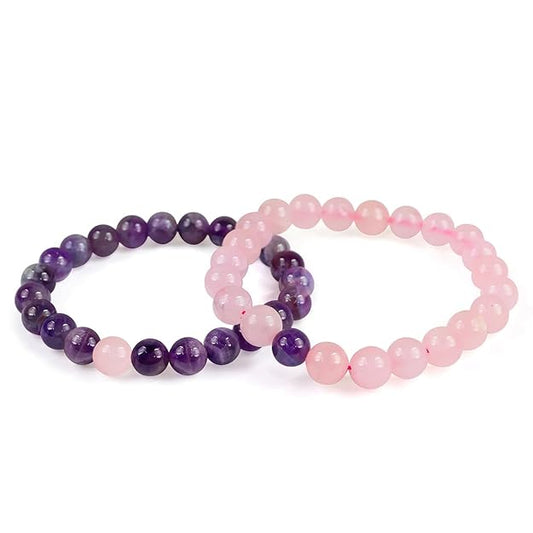 Crystal Products Natural Couple Bracelet Pair, Distance Healing Beads Relationship