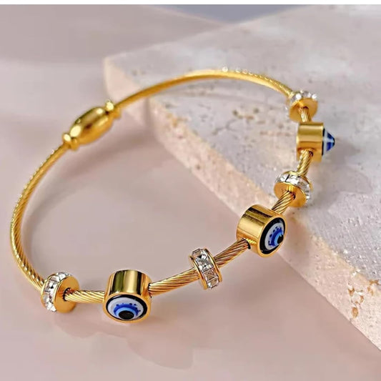 Gold Plated Evil Eye Anti-Tarnish Bracelet For Women