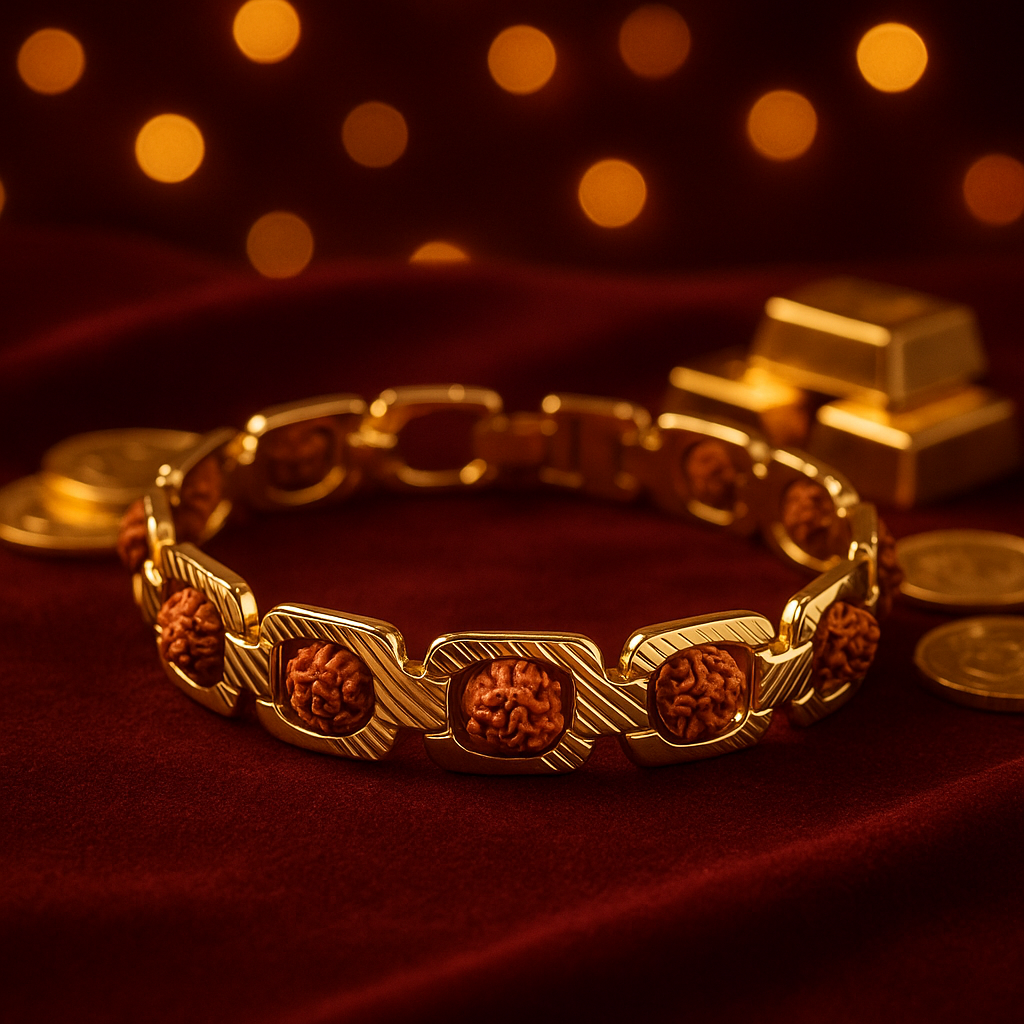 Gold Plated Prime Rudraksha Bracelet For Men