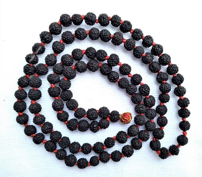 Original 5 Mukhi 108 Beads Nepali BLACK Rudraksha Mala 8MM