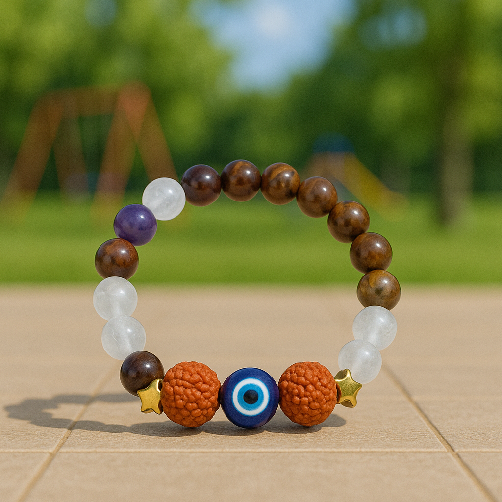 Kids Rudraksha Mala brown 6mm  & Baal Vajra child bracelet (Combo)