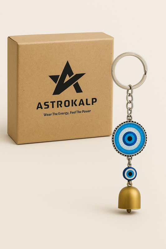 Metal Blue Evil Eye Keychain for Keys With Bell
