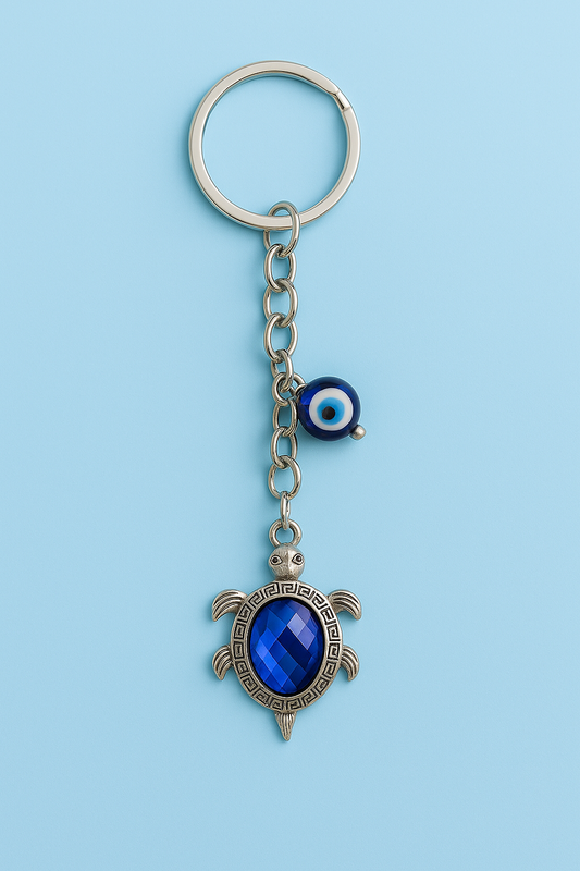 Metal Blue Evil Eye Keychain for Keys With Charm