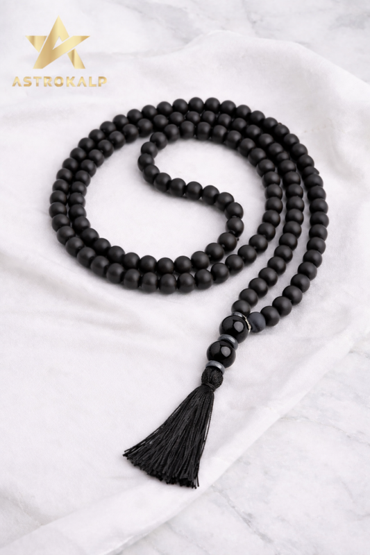 Karungli Jaap Mala 108 bead with Black Obsidian Pendent