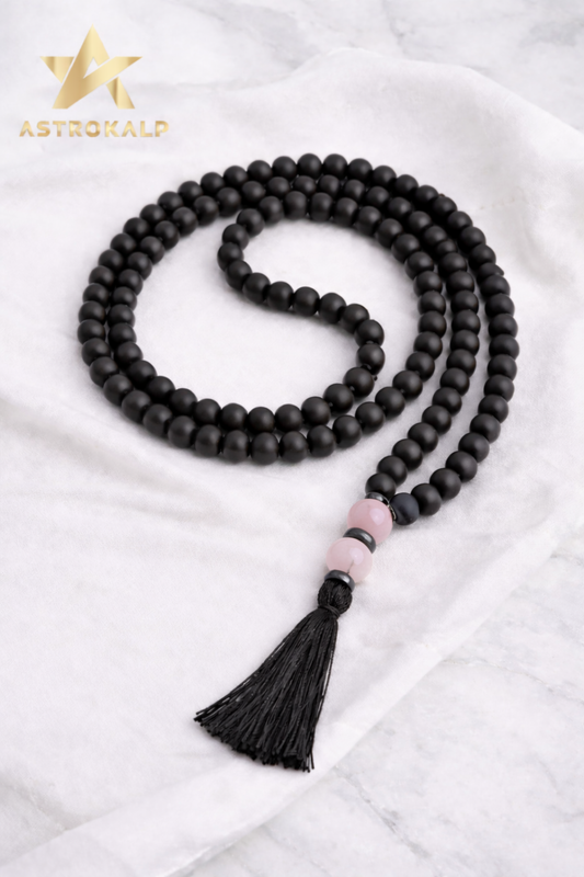 Karungli Jaap Mala 108 bead with Rose Quartz Pendent
