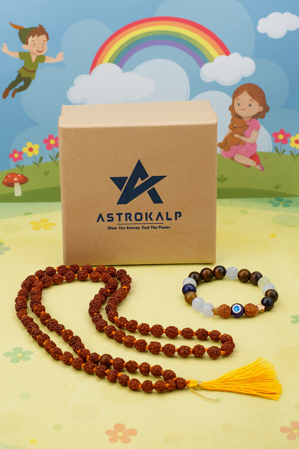 Kids Rudraksha Mala brown 6mm  & Baal Vajra child bracelet (Combo)