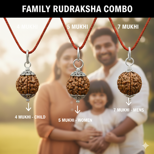 FAMILY COMBO RUDRAKSHA PENDENT 4,5,7 MUKHI